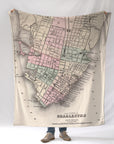 Charleston, SC Vintage 1886 Map Blanket