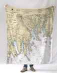Milbridge, ME Vintage Nautical Chart Blanket