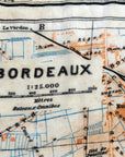 Close-up of a map with 'Bordeaux' labeled on it