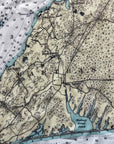 Detailed nautical map Buzzards Bay scarf close up
