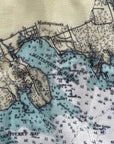 Detailed nautical map Buzzards Bay scarf close up