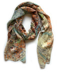 Map-themed scarf on a white background