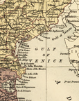 Historic Italy map textile designed with antique styling and geographic detail