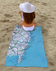 Jersey Shore Vintage Map Quick Dry Towel