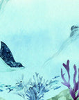 Marine life themed sea creatures scarf draped detail