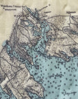 Detailed nautical map Buzzards Bay scarf close up
