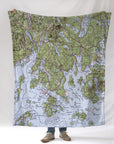 Blue Hill, ME Topo Map - muted Blanket - Maritime Tribes USABlanket