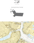 Boston, MA Inner Harbor Chart Notecard, Pack of 24 Notecards - Maritime Tribes USANotecard