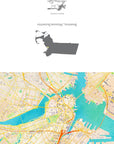 Boston, MA Watercolor Map Notecard, Pack of 24 Notecards - Maritime Tribes USANotecard