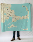 Cape Cod and the Islands MA Modern Wave Map Blanket - Maritime Tribes USABlanket