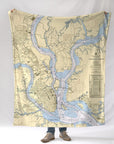 Charleston Harbor Chart Blanket - Maritime Tribes USABlanket