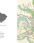 Charleston, South Carolina, Vintage Map Notecard, Pack of 24 Notecards - Maritime Tribes USANotecard