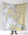 Easton MD Chesapeake Bay Nautical Chart Blanket - Maritime Tribes USABlanket