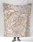 Lincoln MA Antique topo Map Blanket - Maritime Tribes USABlanket