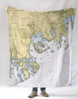Machias Bay to Tibbett Island Nautical Chart Blanket - Maritime Tribes USABlanket