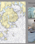 Mount Desert Island, Acadia, ME Nautical Chart Blanket - Maritime Tribes USABlanket