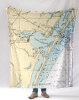 Mustang island, Aransas Pass, Port Aransas, TX.Nautical Chart Blanket - Maritime Tribes USABlanket