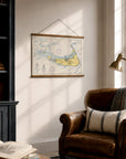 Nantucket Vintage Nautical Chart Fabric Map Scroll - Maritime Tribes USAScroll