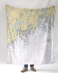 Pemaquid Neck - Muscongus Bay, ME Nautical Chart Blanket - Maritime Tribes USABlanket