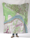 St. Francisville LA, Mississippi River Topo Map Blanket - Maritime Tribes USABlanket