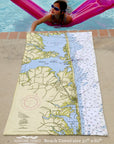 Bethany Beach, NJ DE Nautical Chart Quick Dry Towel - Maritime Tribes USATowel