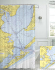 Galveston Bay Nautical Chart Shower Curtain - Maritime Tribes USAShower Curtain