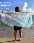 Galveston Texas Topo Map Quick Dry Towel - Maritime Tribes USATowel