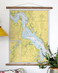 James River – Newport News to Jamestown Island Vintage Map Canvas Wall Scroll | Virginia Wall Art - Maritime Tribes USAScroll