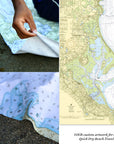 Plymouth, Duxbury Harbors MA Nautical Chart Quick Dry Towel - Maritime Tribes USATowel