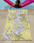 Seattle, WA Nautical Chart Quick Dry Towel - Maritime Tribes USATowel
