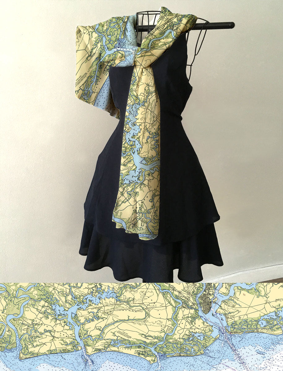 Charleston, SC Nautical Chart Scarf