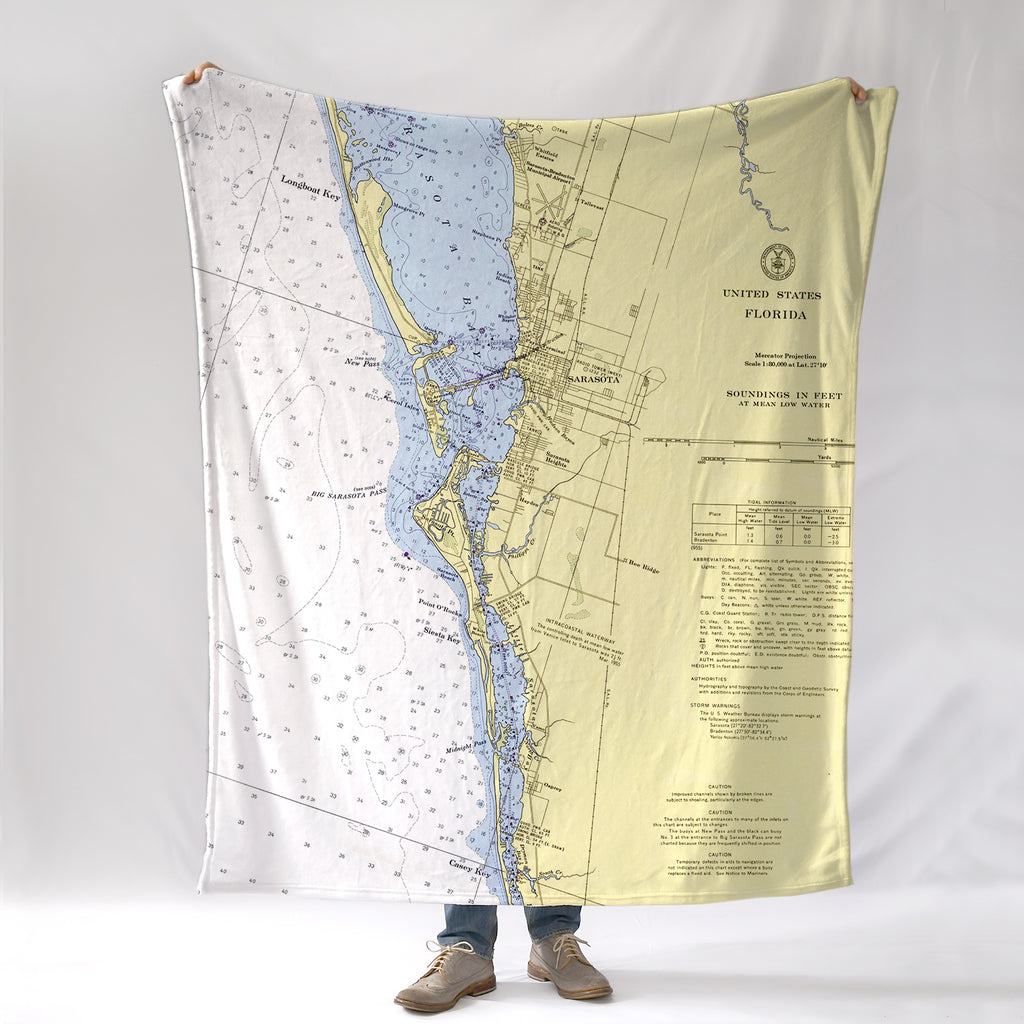 Sarasota Nautical Chart Blanket