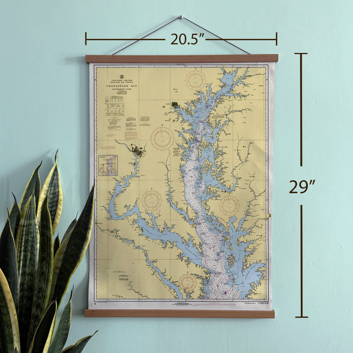 Annapolis, Chesapeake Bay Northern Part Nautical Chart Fabric Scroll