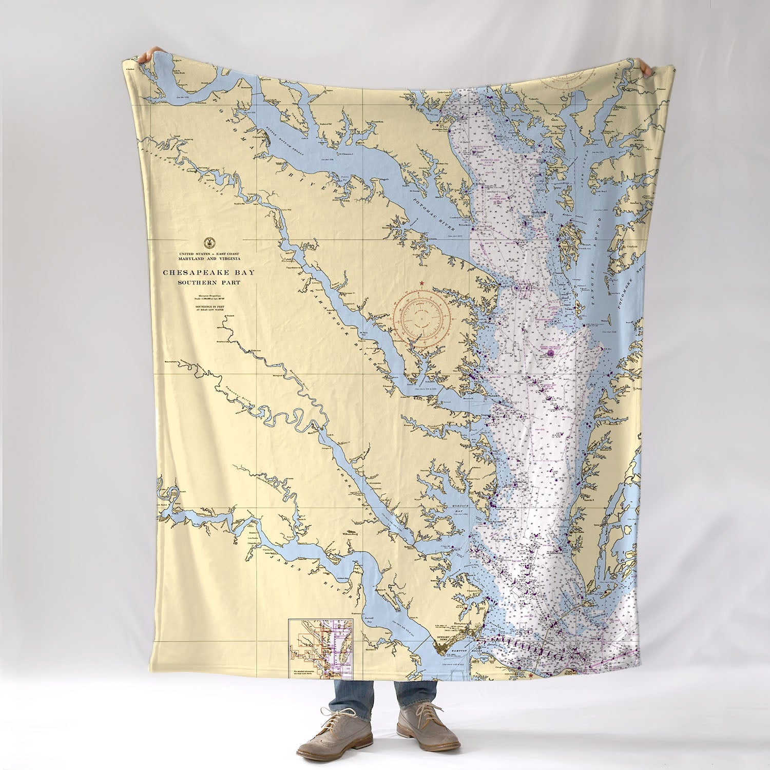 Chesapeake Bay - Southern Part - Nautical Chart Blanket