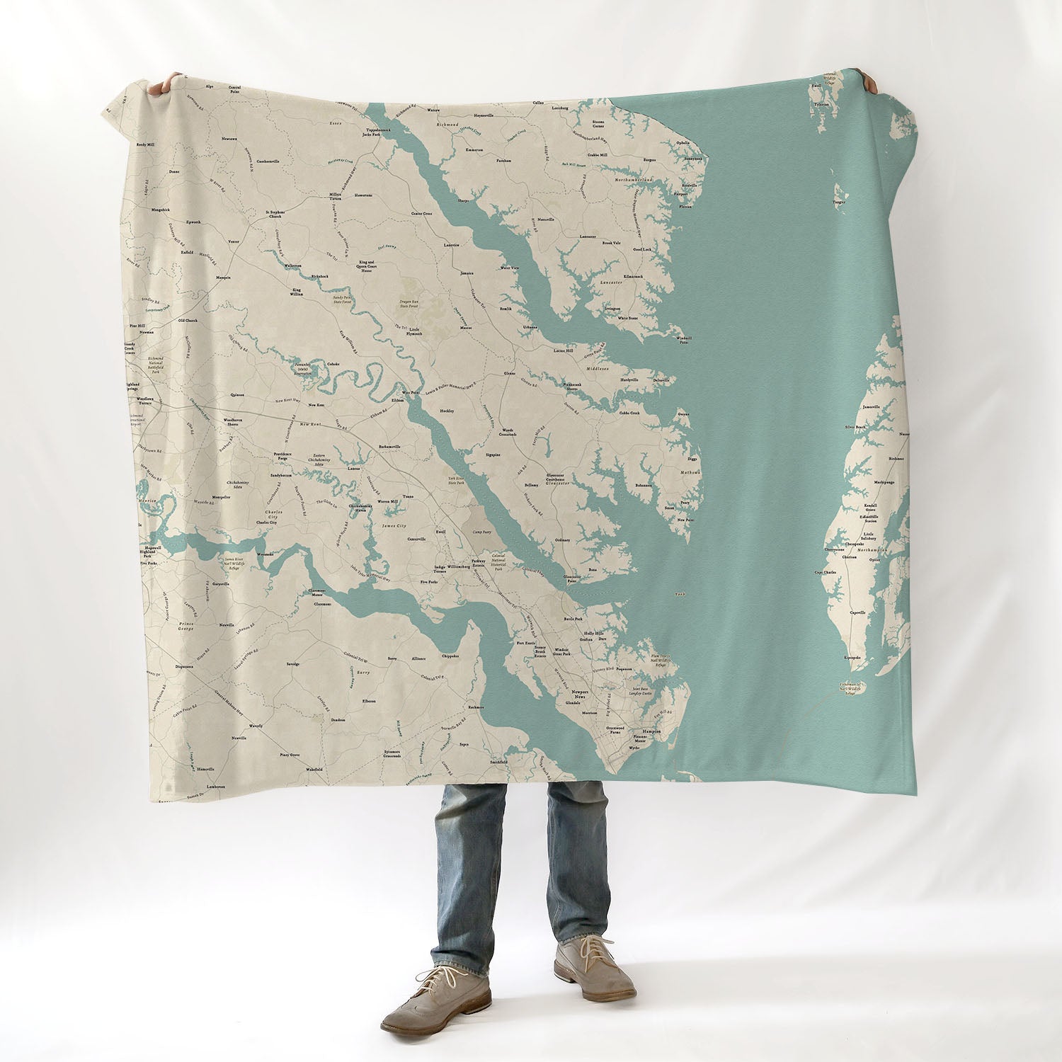 Chesapeake Bay Southern Part Sea Glass Style Blanket