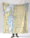 Tiverton, RI Nautical Chart Blanket