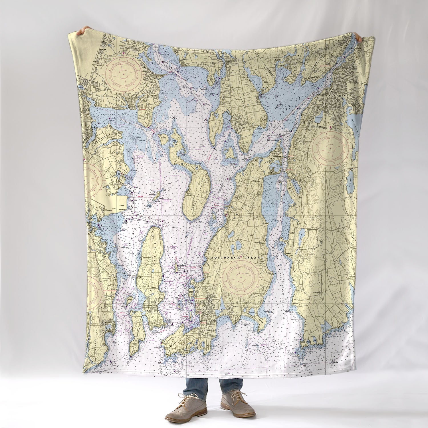 Newport, Aquidneck Island, RI Chart Blanket