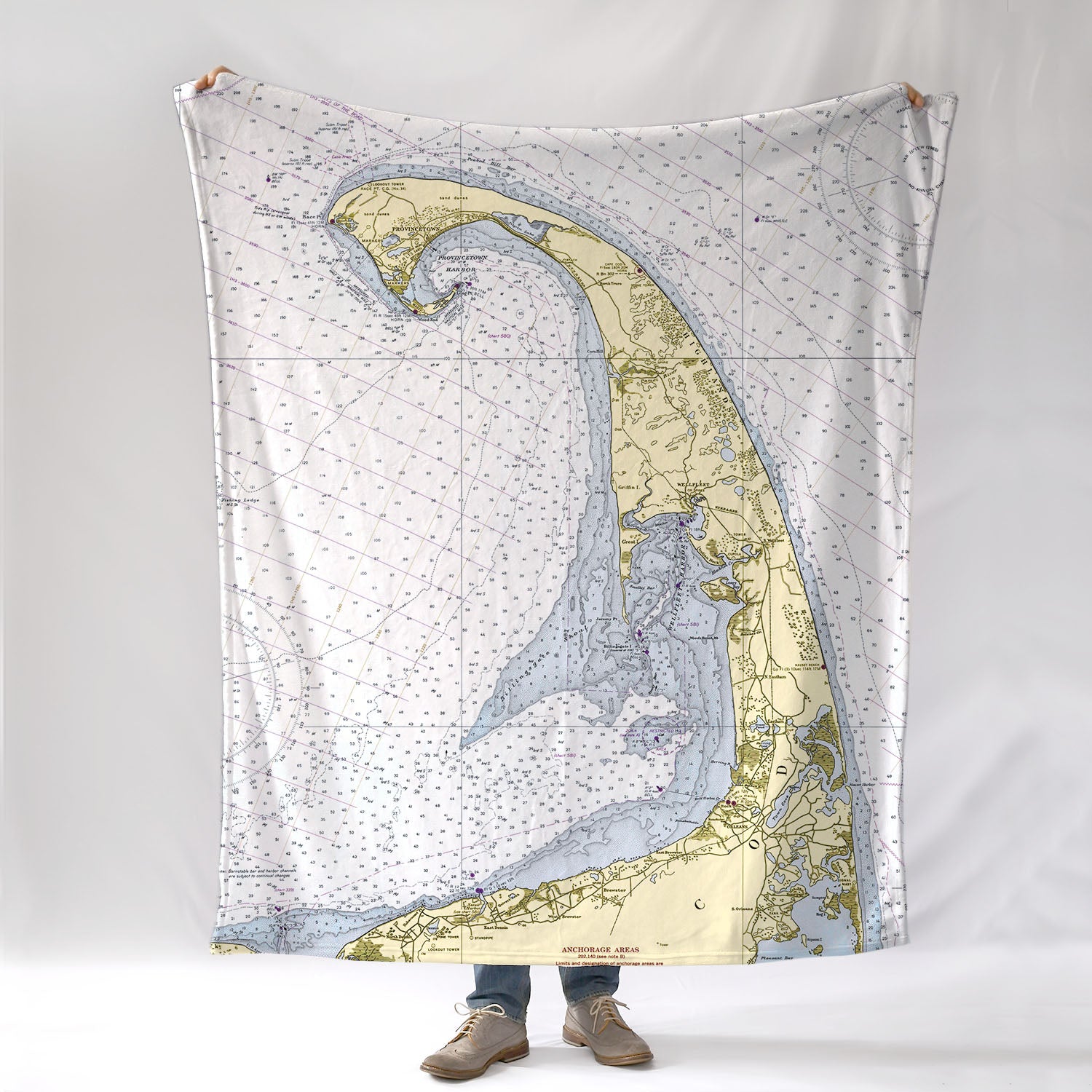 Wellfleet Nautical Chart Blanket