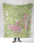 Chapel Hill, NC Modern Topo Map Blanket