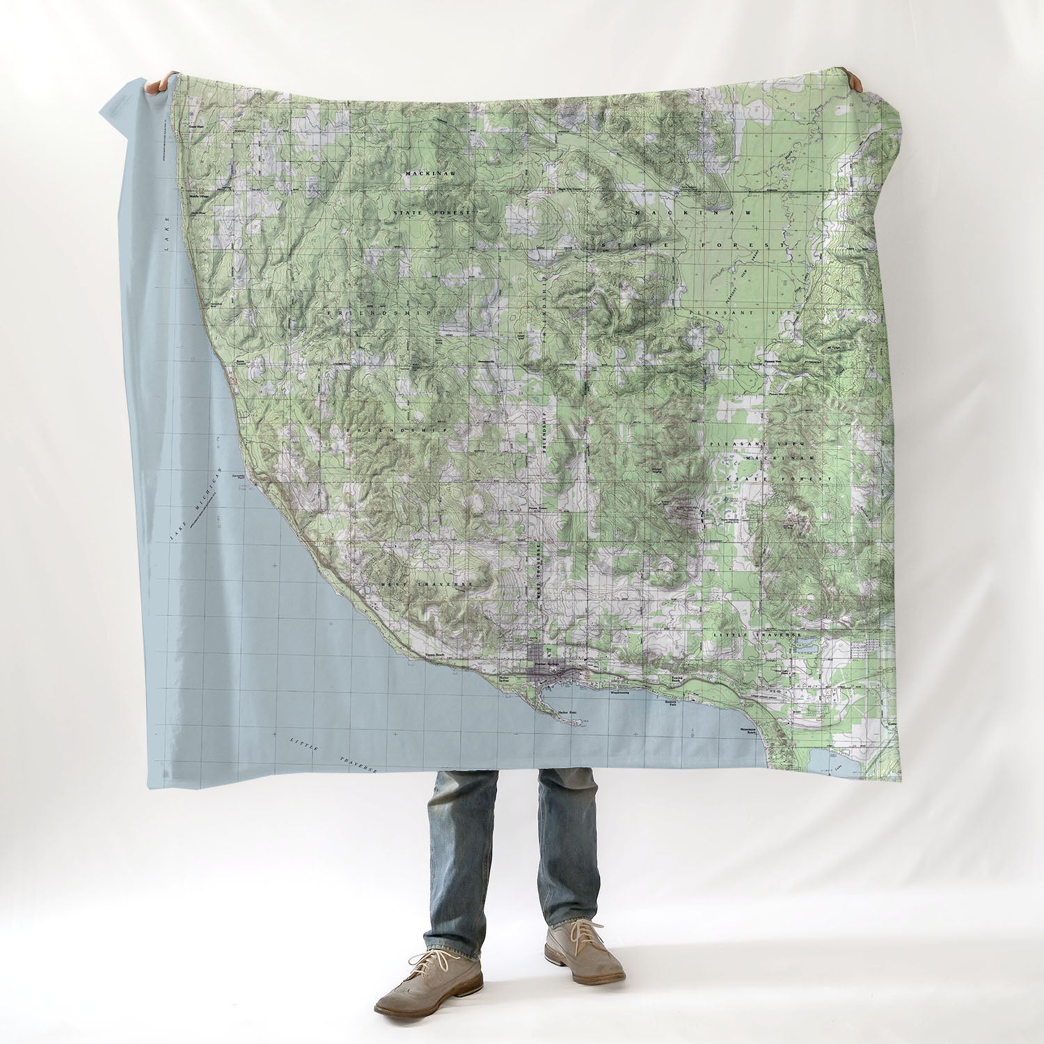 Harbor Springs to Good Hart, MI Topo Blanket