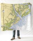 Beaufort / Bluffton SC Nautical Chart Blanket