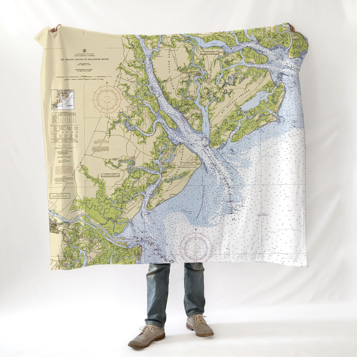 Beaufort, SC Nautical Chart Blanket