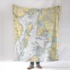 Castine ME Nautical Chart Blanket