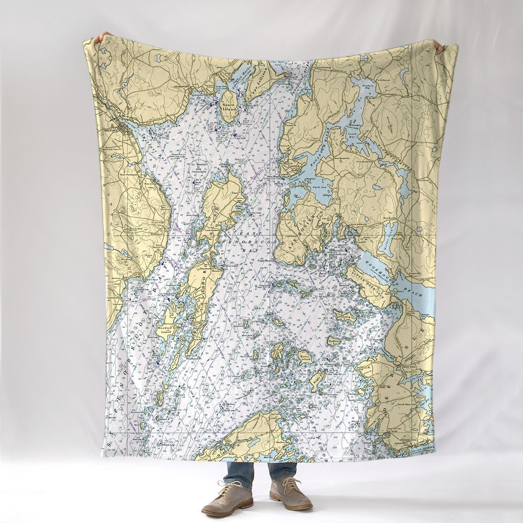 Castine ME Nautical Chart Blanket