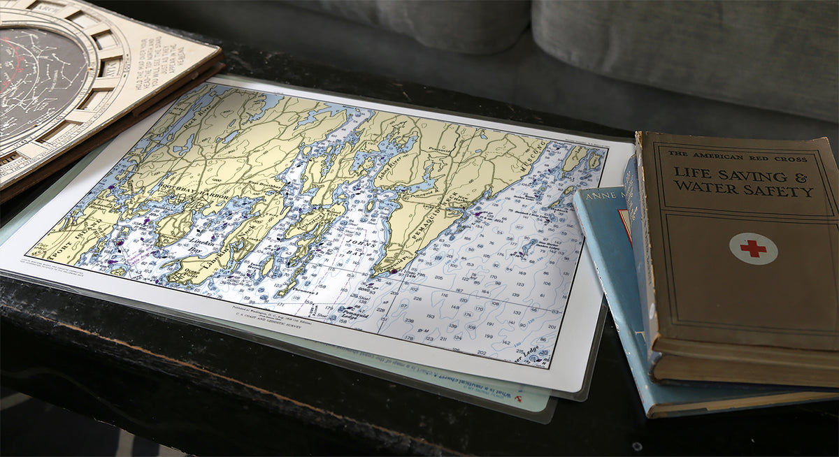 Boothbay to Pemaquid Point, ME Nautical Chart Placemat