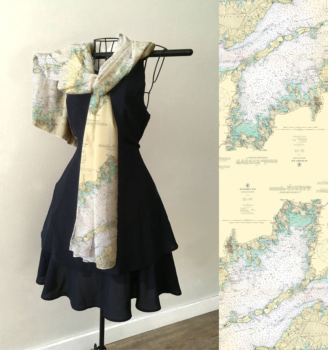 Buzzards Bay Vintage Chart Scarf