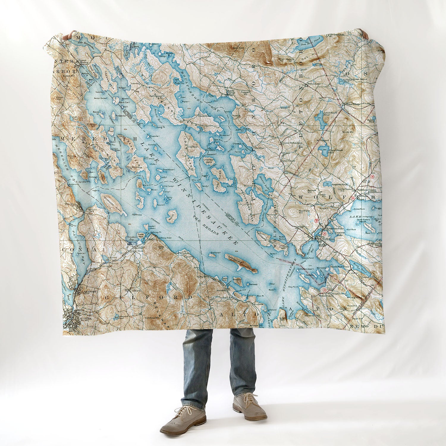 Lake Winnipesaukee, NHVintage Topo Map Blanket