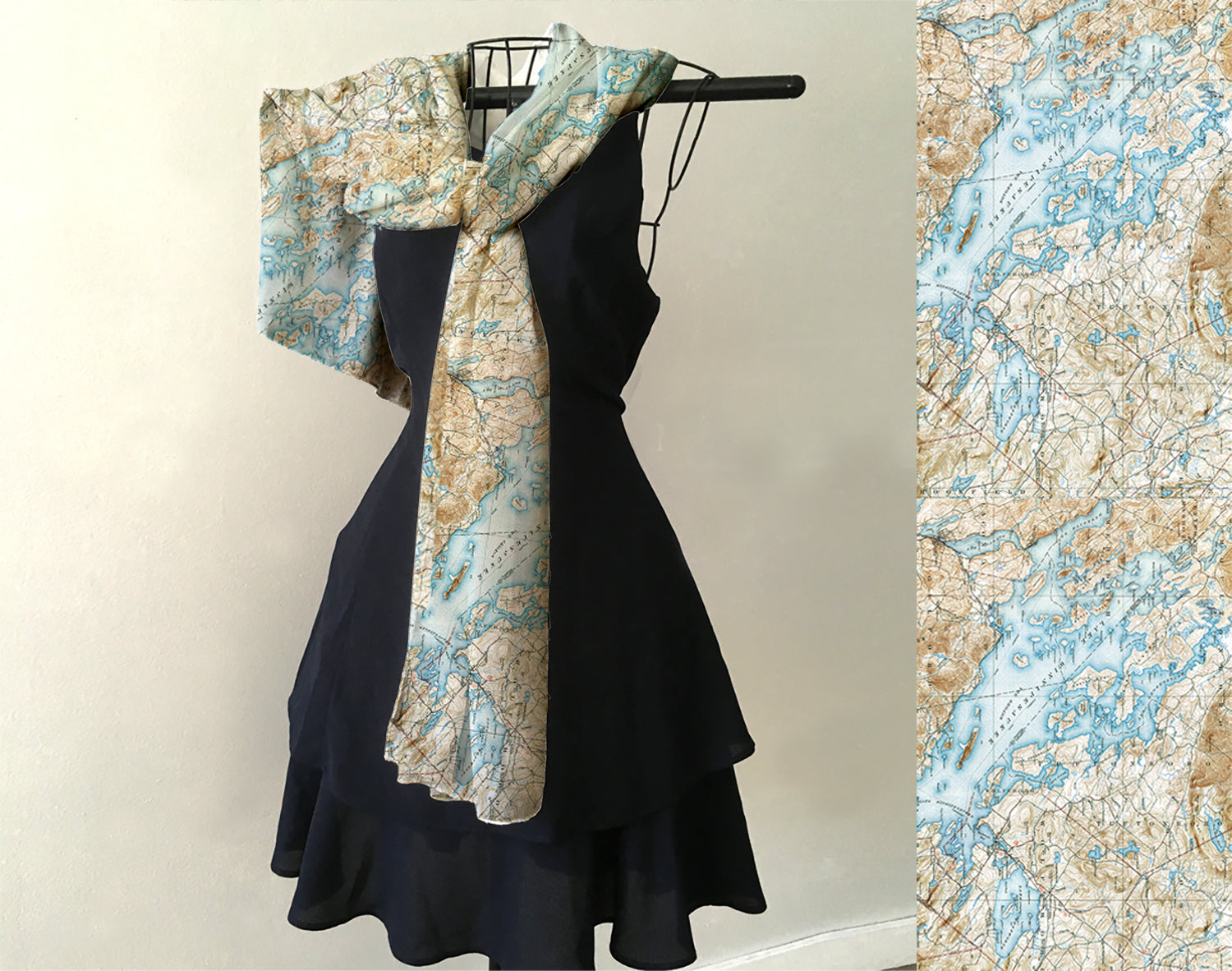 Lake Winnipesaukee, NH Vintage Topo Map Scarf