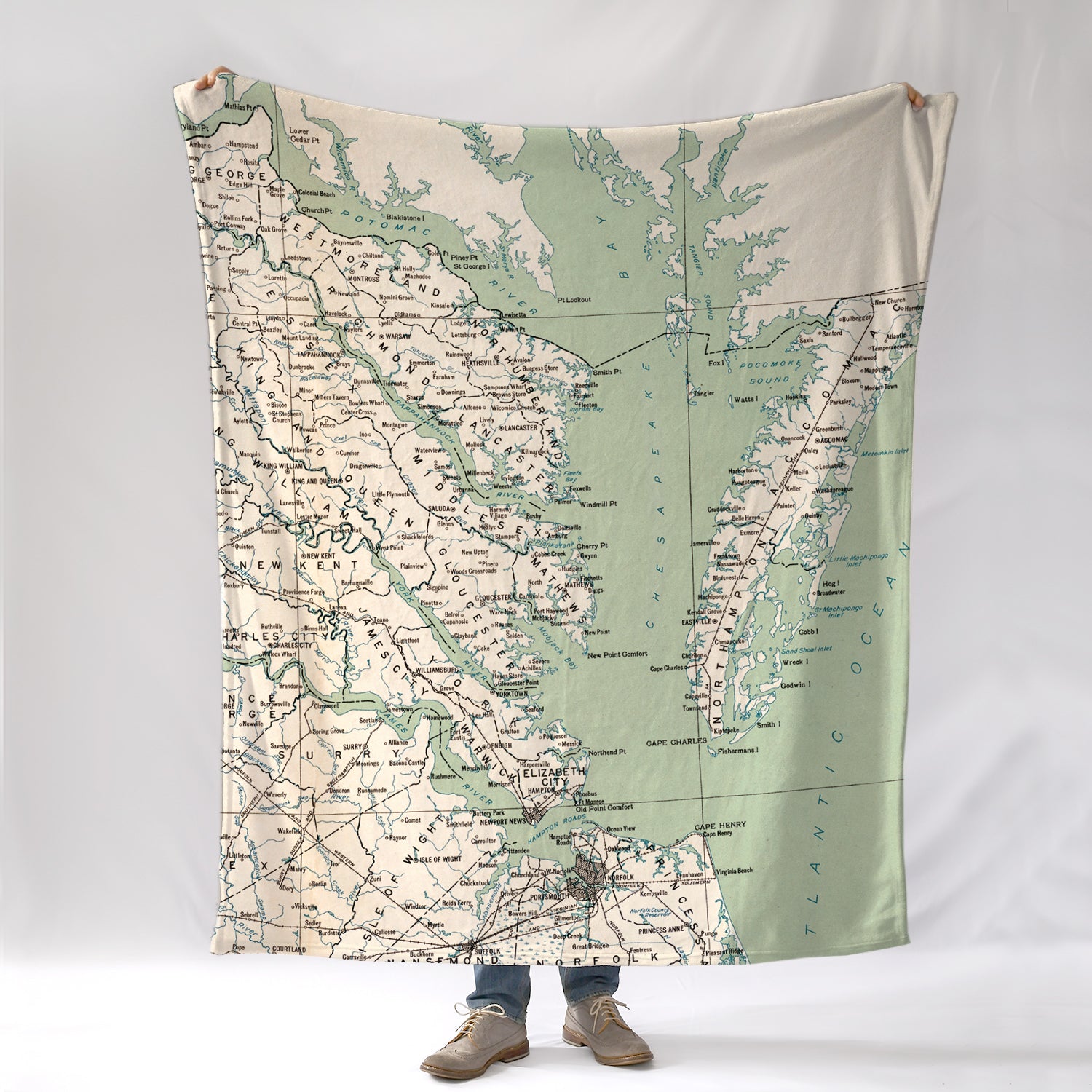 Chesapeake Bay Nautical Chart Blanket