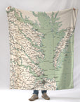 Chesapeake Bay Nautical Chart Blanket